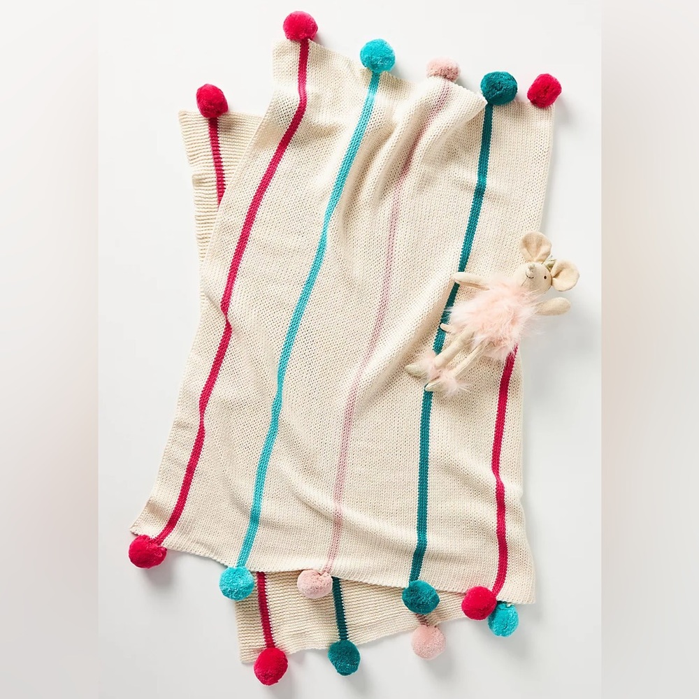 Anthropologie Kids Baby Pommed Wool Blanket